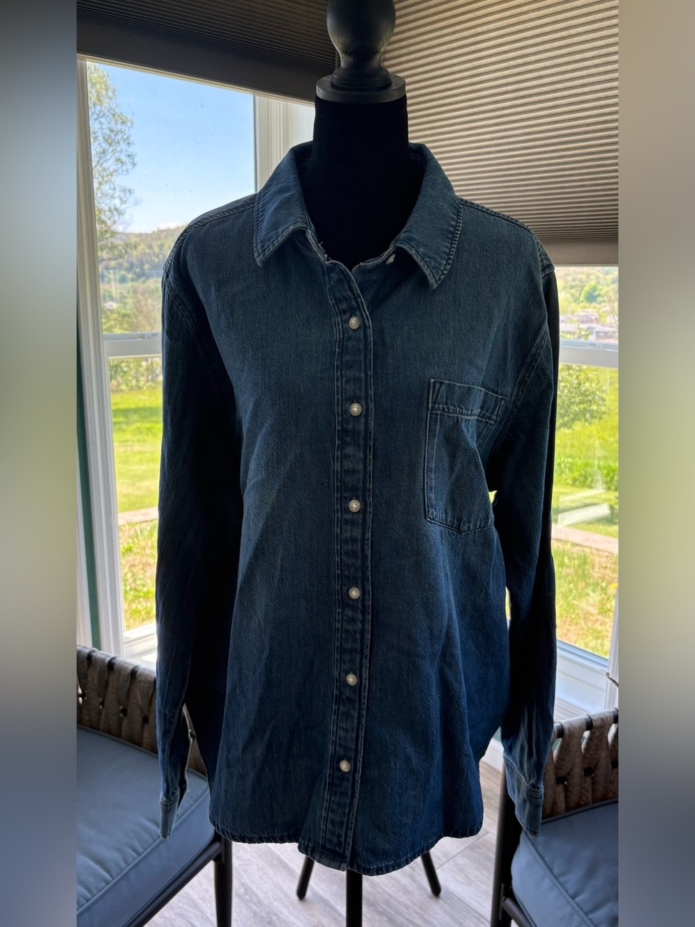 Women's Dark Blue Denim Button-Up Jean Shirt by Lucky Brand
